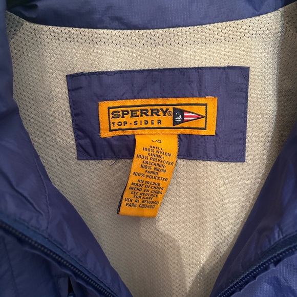 Sperry Navy Top-Sider Nylon Mesh Lined Windbreaker Zip Front Jacket Size Large - Picture 8 of 11